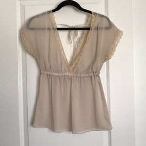 Blouse with lace detail
